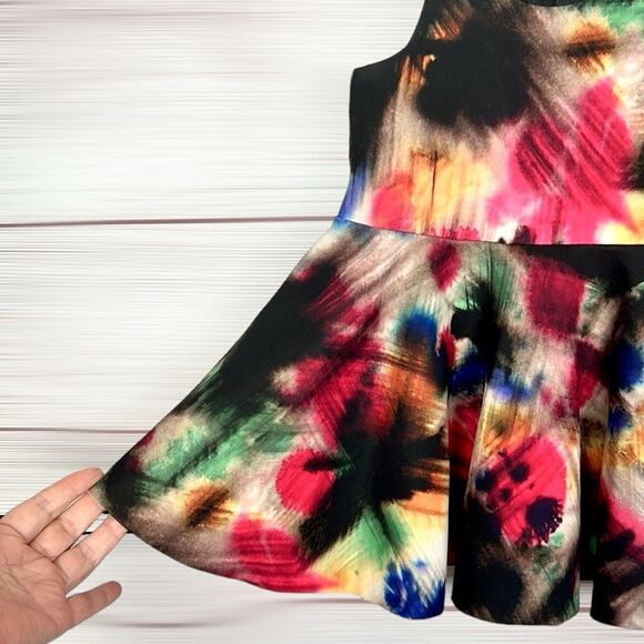 Milly Minis Graffiti-Print Fit & Flare Racerback Dress Black Multicolor size 3 - Picture 4 of 10